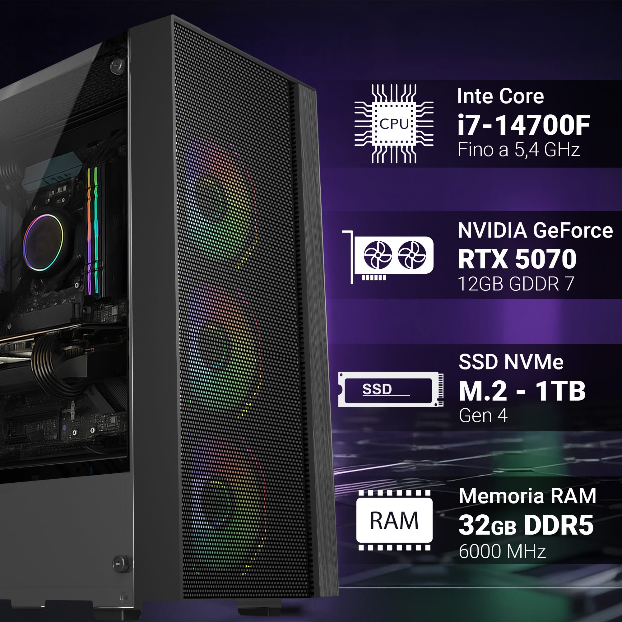 PC Gaming Intel Core i7-14700F · RTX 5070 - immagine 2