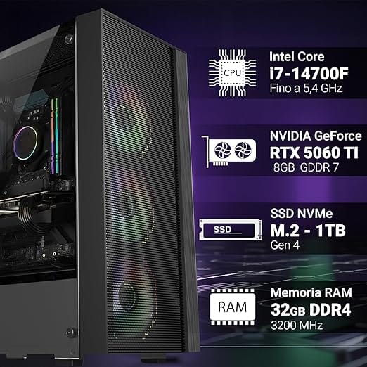 PC Gaming Intel Core i7-14700F · RTX 5060 Ti - immagine 2