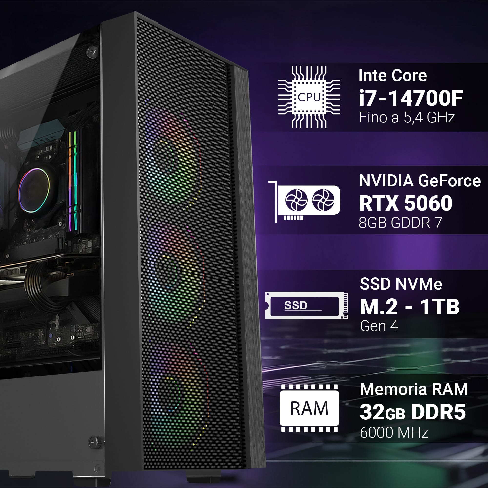 PC Gaming Intel Core i7-14700F · RTX 5060 - immagine 2