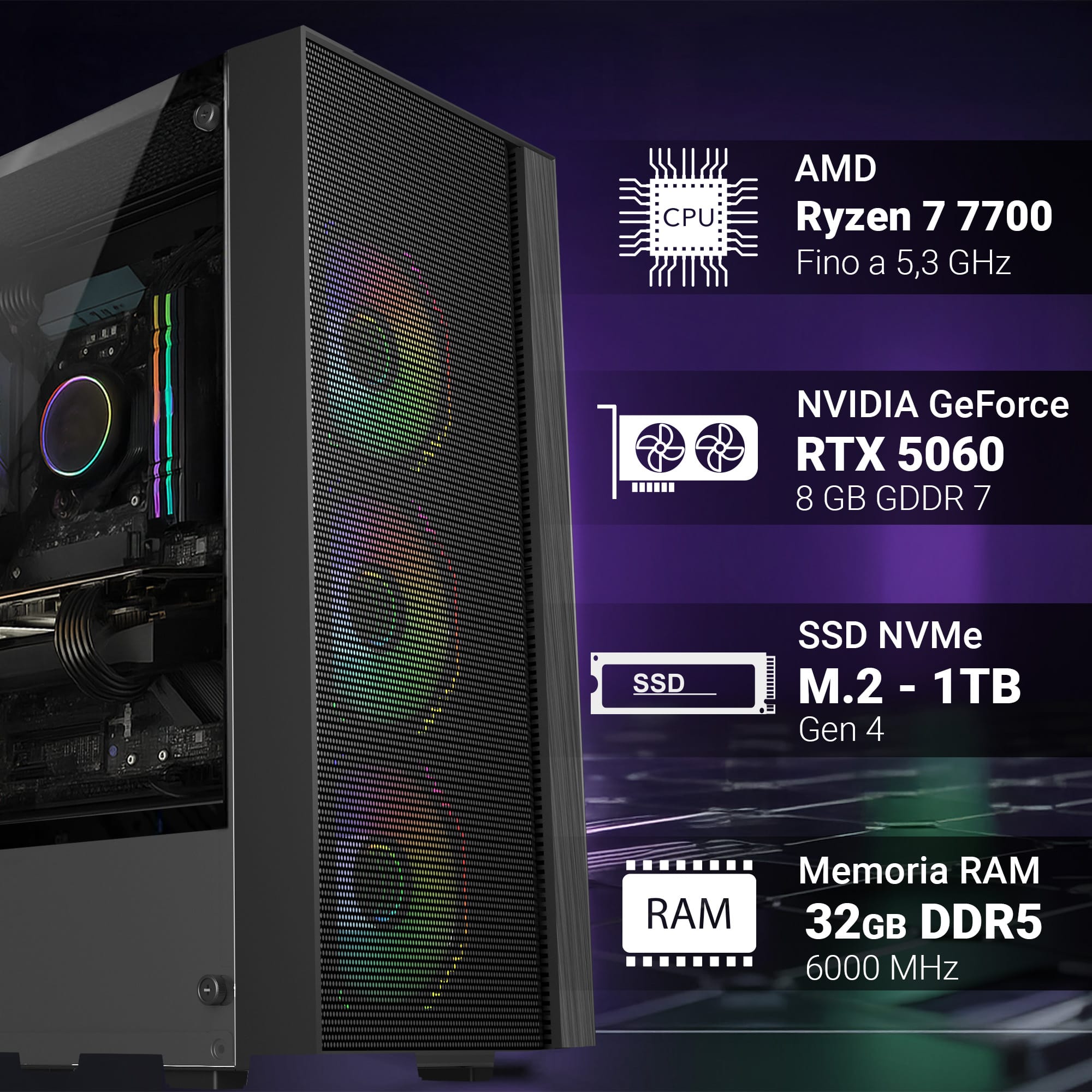 PC Gaming AMD Ryzen 7 7700 · RTX 5060 - immagine 2