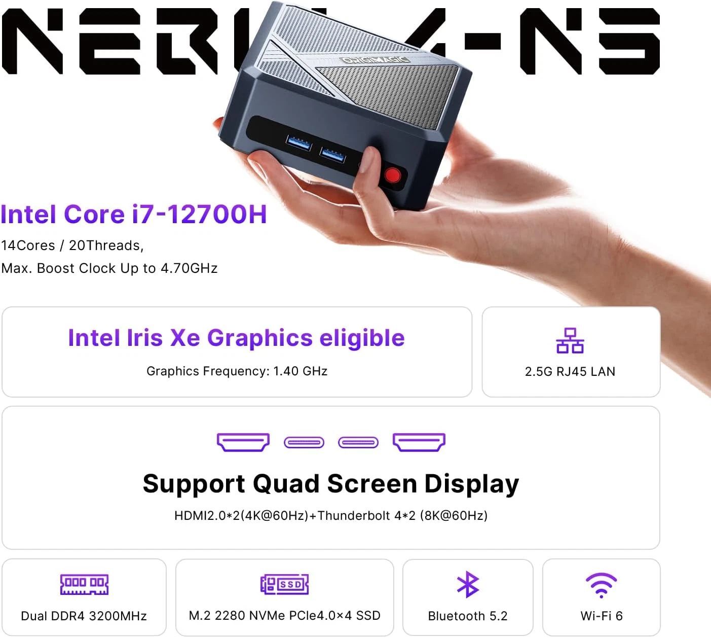 Mini PC Intel Core i7-12700H - immagine 2